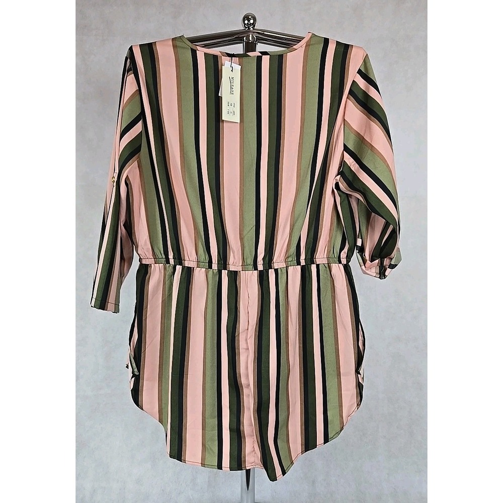 Mileage Shirt Womens Size 1X Top Stretch Waist Multicolor Stripped Top NEW - Picture 5 of 5